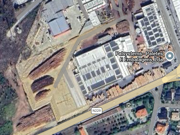Vista de satélite da fábrica Palsystems em Mundão, Viseu